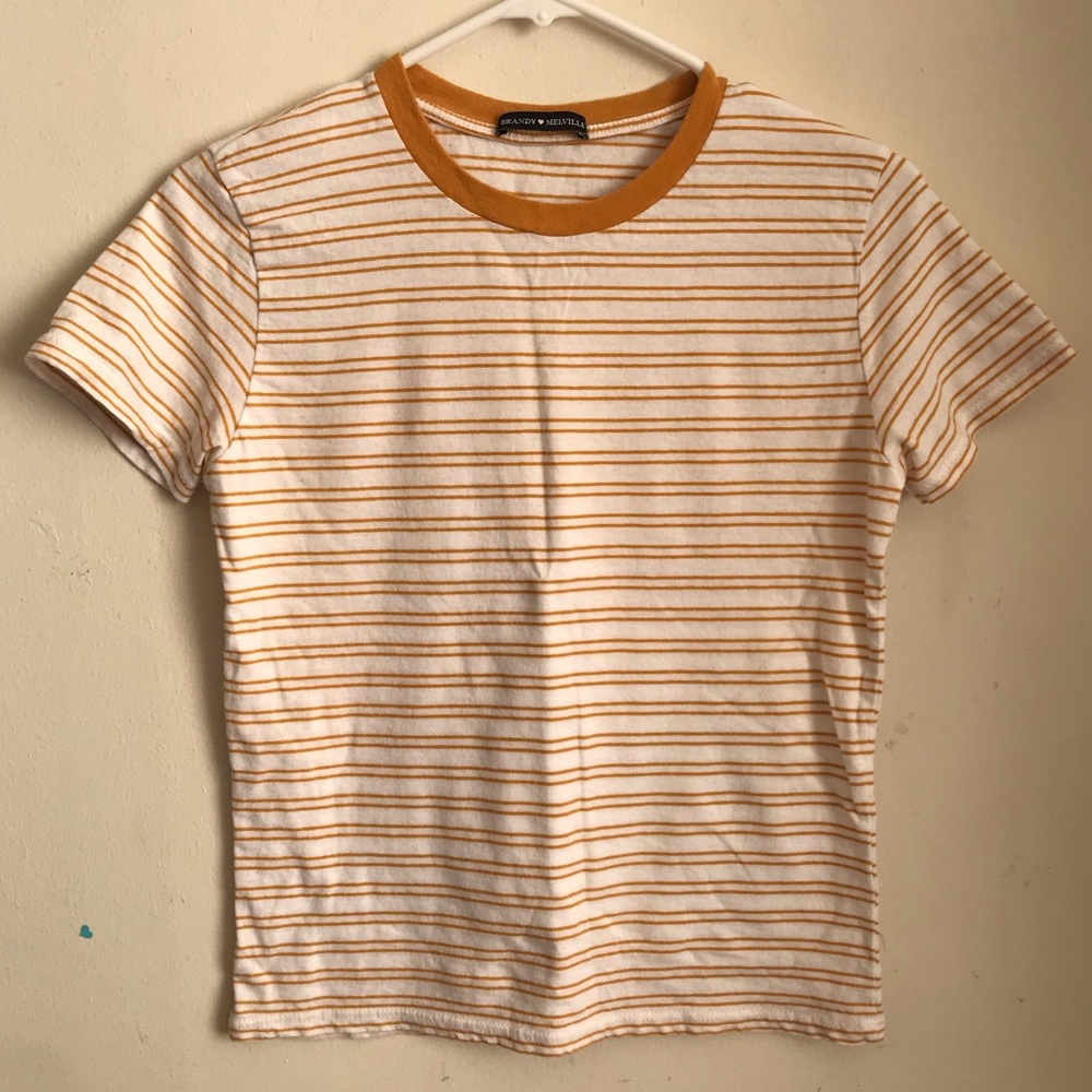 Brandy Melville Yellow Striped T-Shirt NWOT